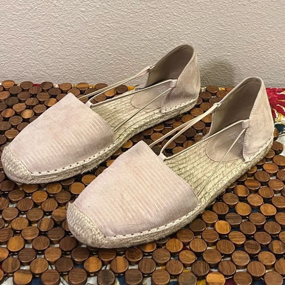 Eileen Fisher Lee Espadrille Flats Blush Print Subtle Metallic Stripes Size 10